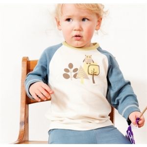 Living Crafts Jungen Langarm-Shirt  100% Biobaumwolle Farbe: écru/blau
