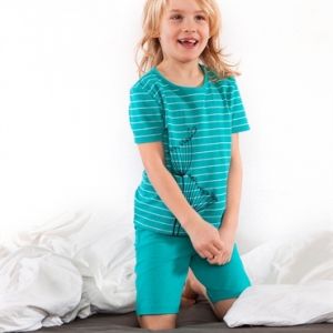 Living Crafts Mädchen-Pyjama kurz aus Bio-Baumwolle minze gestreift