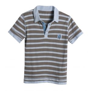 Living Crafts Jungen-Kurzarm-Polo-Shirt 100% Biobaumwolle  khaki/hellblau