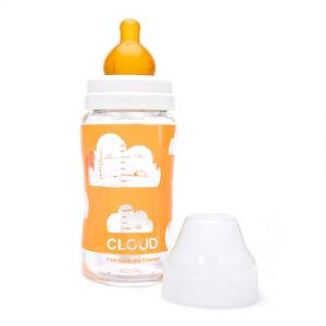 CLOUD Glas-Babyflasche "Louise" mit Kautschuk-Sauger - 240ml    