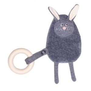 Wooly organic doudou qui bruisse en coton bio "lapin" avec anneau de dentition