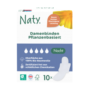 Naty Binden Nacht - 10 Stk - 100% kompostierbar - 10% Rabatt ab 5 Pack   
