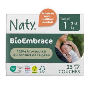 Naty couche bio Embrace nouveau né 2 - 5 kg - taille 1 - 25 pcs/paq.   