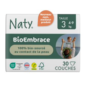 Naty couche bio Embrace midi  4 - 9 kg - taille 3 - 30 pcs/paq.   