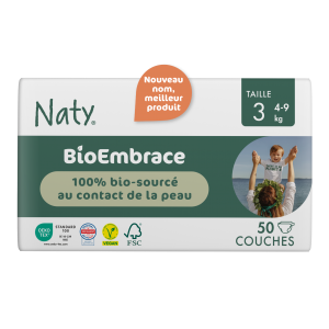 Naty couche bio Embrace midi  4 - 9 kg - taille 3 - 50 pcs/ECOpaq.   