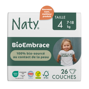 Naty couche bio Embrace maxi 7 - 18 kg - taille 4 - 26 pcs/paq.   
