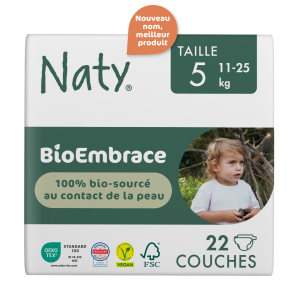 Naty couche bio Embrace junior 11 - 25 kg - taille 5 - 22 pcs/paq.   