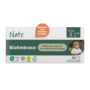 Naty couche bio Embrace junior 11 - 25 kg - taille 5 - 40 pcs/ECOpaq.   