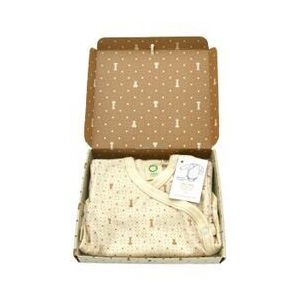 Wooly organic Bio Baby Body - Farbe Ecru mit braunem Print