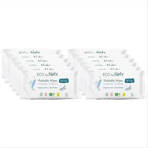 Naty lingettes WC boîte mensuelle sensitive sans parfum & jetable dans la cuvette des WC - 100% compostable - 56 pcs | 15% rabais