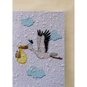 Hervorragend - Growing Paper - Storch mit Baby