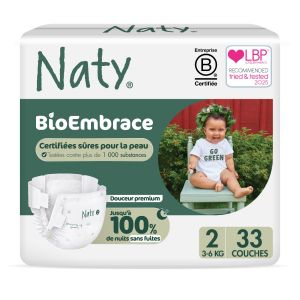 Naty couche Embrace mini 3 - 6 kg - taille 2 - 33 pcs/paq.   