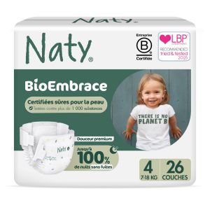 KIT Naty Embrace couches FSC maxi 7 - 18 kg - taille 4   gratuit: 1 paquet lingettes