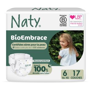 Naty couche Embrace junior XL 16+  taille 6 - 17 pcs/paq.   