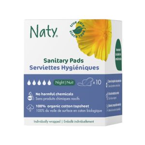 Naty serviettes nuit 10 pcs - 100% compostable - 10% rabais dès 5 pcs   