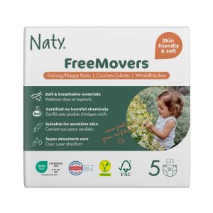 Naty pants - culottes d'apprentissages bio FreeMovers junior 12 - 18 kg - taille 5 - 20 pcs  dès 8 paq. = rabais 10% 