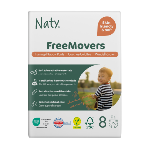 Naty pants - culottes d'apprentissages bio FSC XL 17+ kg - taille 8 -  15 pcs  dès 8 paq. = rabais 10% 
