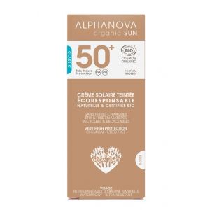Alphanova Sonnenmilch getönt ohne Nanopartikel BIO LSF50+ 50ml