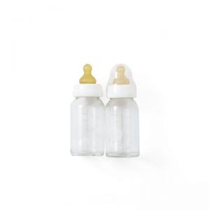 Hevea Glas-Babyflasche 120ml 2er-Pack weiss