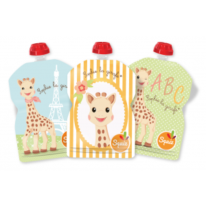 Squiz Quetschbeutel wiederverwendbar 90 ml - 3er Set Sophie la girafe