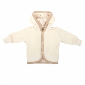 Wooly organic Bio Baby Velour Jacke mit Kapuze - Farbe Ecru