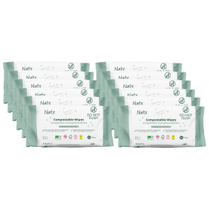 Naty lingettes Boîte Mensuelle sensitive sans parfum - 100% compostable - 56 pcs | 15% de réduction = 1 boîte mensuelle